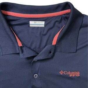 Columbia Men's PFG Skiff Cast Polo Shirt Navy Blue Size Large Omni Shade Golf
